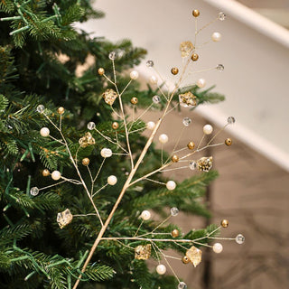 Crystal And Pearl Festive Pick With Gold Glitter - ironyhome