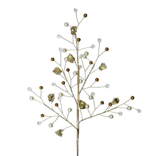 Crystal And Pearl Festive Pick With Gold Glitter - ironyhome