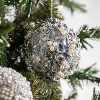 Crystal And Pearl Lace Ball Ornament - ironyhome