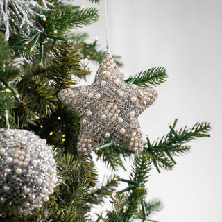 Crystal And Pearl Silver Star Ornament - ironyhome