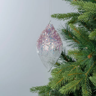 Crystal Finial Ornament with Pink Sequins and Glitter - ironyhome