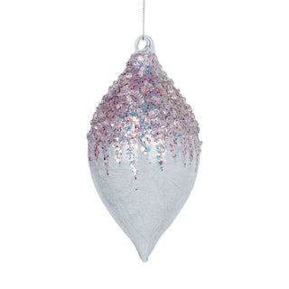 Crystal Finial Ornament with Pink Sequins and Glitter - ironyhome
