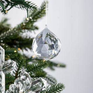 Crystal Raindrop Ornament with Snow Flock - ironyhome