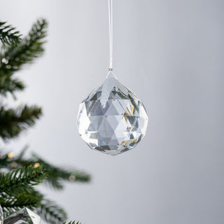 Crystal Raindrop Ornament with Snow Flock - ironyhome