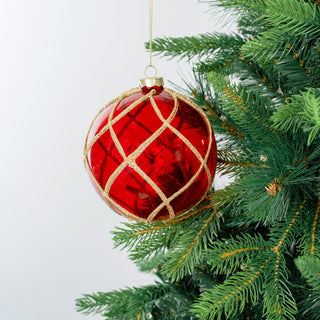 Crystal Red Ball Ornament with Glitter Swerves - ironyhome