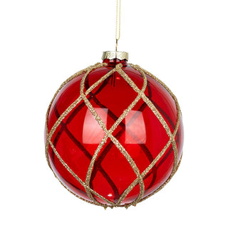 Crystal Red Ball Ornament with Glitter Swerves - ironyhome