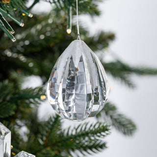 Crystal Teardrop Ornament with Snow Flock - ironyhome