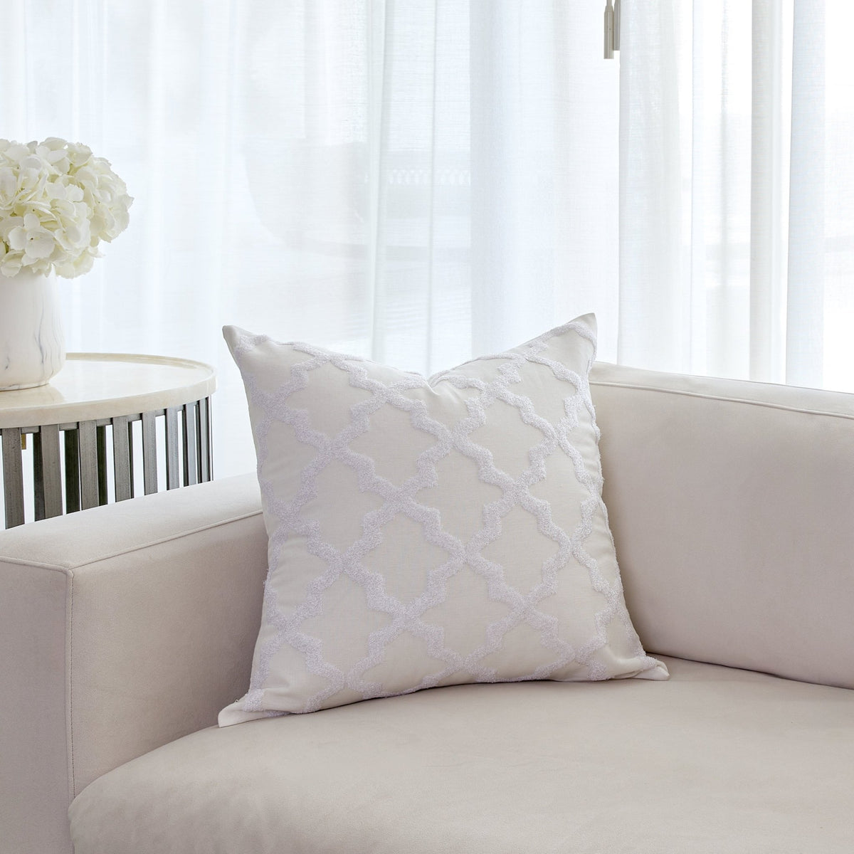 Daphne Ivory Square Cotton Cushion