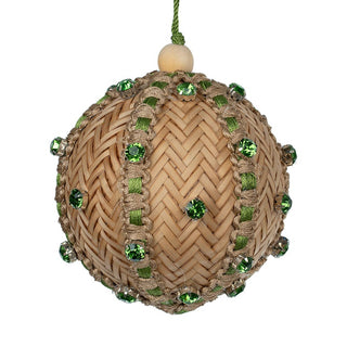 Earthy Elegance Rafia Ball with Gemstone Highlights - ironyhome