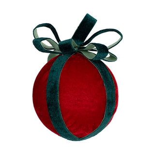 egant Red Christmas Ball with Emerald Velvet Bow - ironyhome