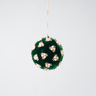 Elegant Floral Pearl and Rhinestone Studded Ball Ornament - 10cm - Irony Home
