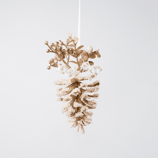 Elegant Frosted Beaded Pinecone Tree Ornament - Irony Home