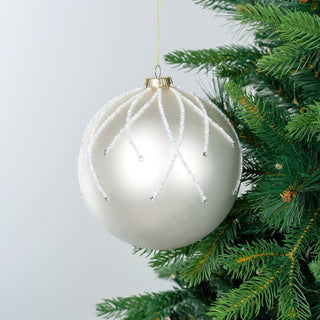 Elegant Matte White Ornament with Iridescent Glitter - ironyhome