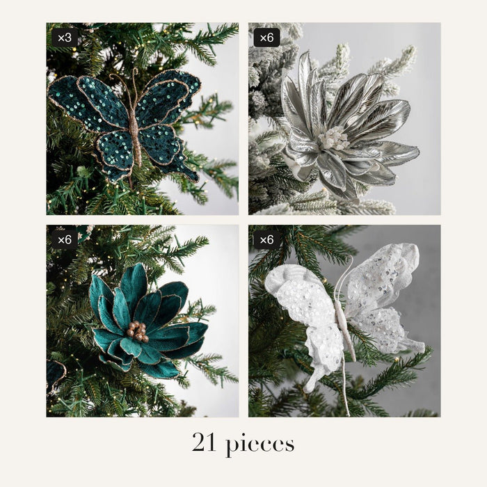 Emerald Garden Magnolia & Butterfly Pick Set - Irony Home