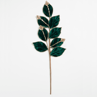 Emerald Green Leaf Pick with Champagne Glitter - Irony Home