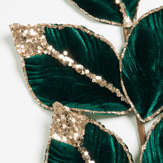 Emerald Green Leaf Pick with Champagne Glitter - Irony Home
