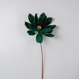 Emerald Velvet Blooming Magnolia Pick - ironyhome