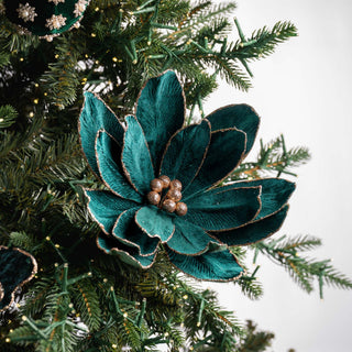 Emerald Velvet Blooming Magnolia Pick - ironyhome