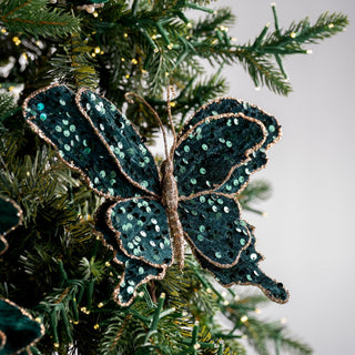 Emerald Velvet Butterfly Clip - on - ironyhome
