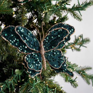 Emerald Velvet Butterfly Clip - on - ironyhome