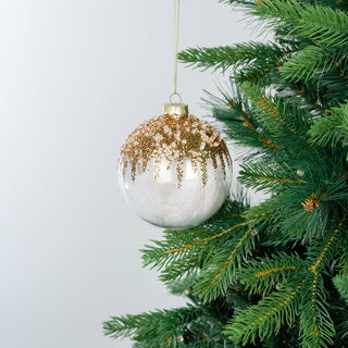 Festive Clear Ball Ornament with Champagne Glitter - ironyhome