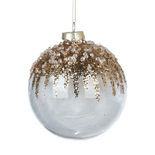 Festive Clear Ball Ornament with Champagne Glitter - ironyhome