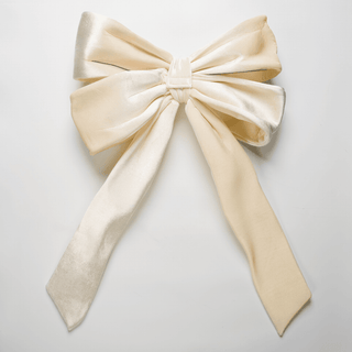 Festive Cream Velvet Bow Ornament - Irony Home