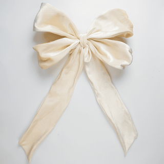 Festive Cream Velvet Bow Ornament - Irony Home