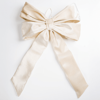 Festive Cream Velvet Bow Ornament - Irony Home