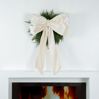 Festive Cream Velvet Bow Ornament - Irony Home