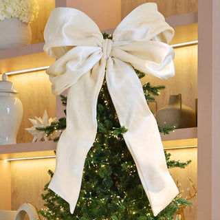 Festive Cream Velvet Bow Ornament - Irony Home