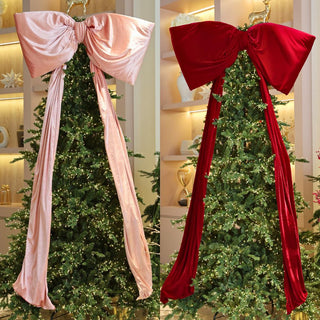 Festive Deep Red Velvet Bow - Irony Home