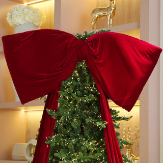 Festive Deep Red Velvet Bow - Irony Home