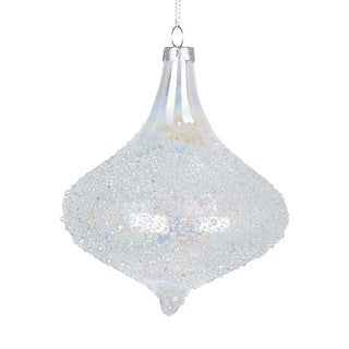 Festive Iridescent Onion Ornament with Beaded Detail - ironyhome