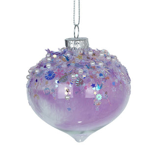 Festive Purple Ball Ornament with Glitter Accents - ironyhome