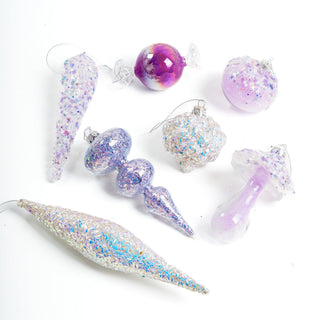 Festive Purple Glass Ornament Set - ironyhome