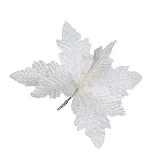 Festive White Poinsettia clip - on Ornament - ironyhome