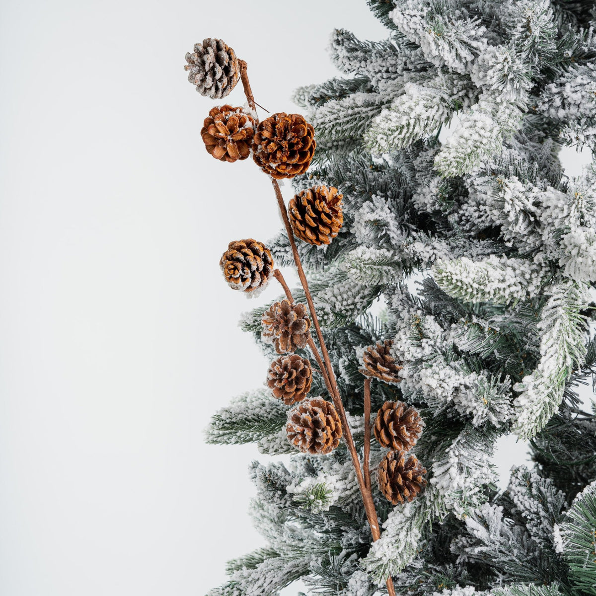 Flocked Pinecones Christmas Tree Pick