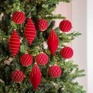 Flocked Shatterproof 12-Piece Ornament Set - Irony Home