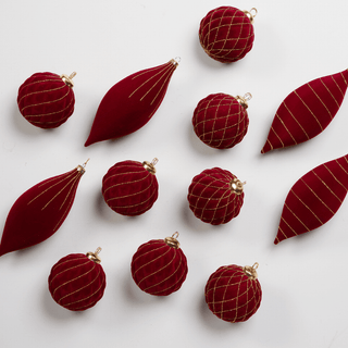 Flocked Shatterproof 12-Piece Ornament Set - Irony Home