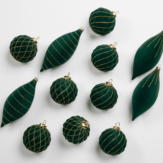 Flocked Shatterproof 12-Piece Ornament Set - Irony Home
