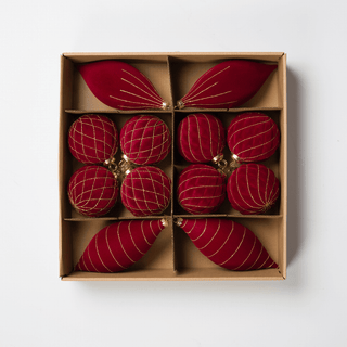 Flocked Shatterproof 12-Piece Ornament Set - Irony Home