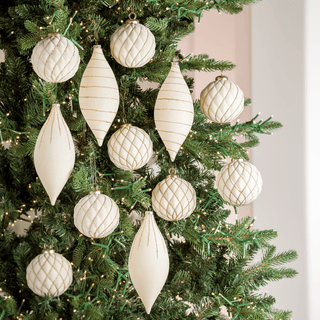 Flocked Shatterproof 12-Piece Ornament Set - Irony Home