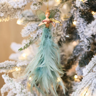 Forest Green Fairy Ornament with Violin - ironyhome