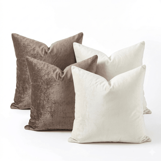 French Beige & Ivory Velvet Collection Set — 4 Pieces - ironyhome