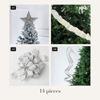 Frostlight Tree Trimming Set in Silver & White: what's in the set, 14 pieces