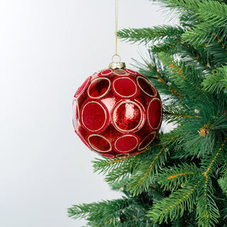 Gilded Red Velvet Sphere Ornament Festive Luxury Décor - ironyhome