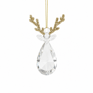 Glass Teardrop Reindeer Ornament with Gold Antlers - Irony Home