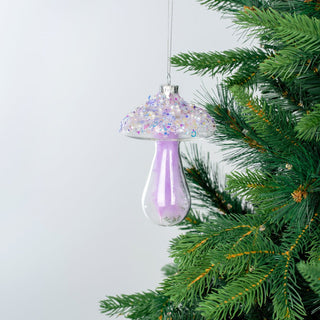 Glittering Purple Mushroom Ornament - ironyhome