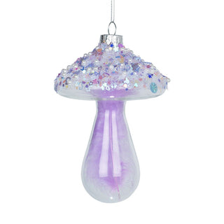 Glittering Purple Mushroom Ornament - ironyhome